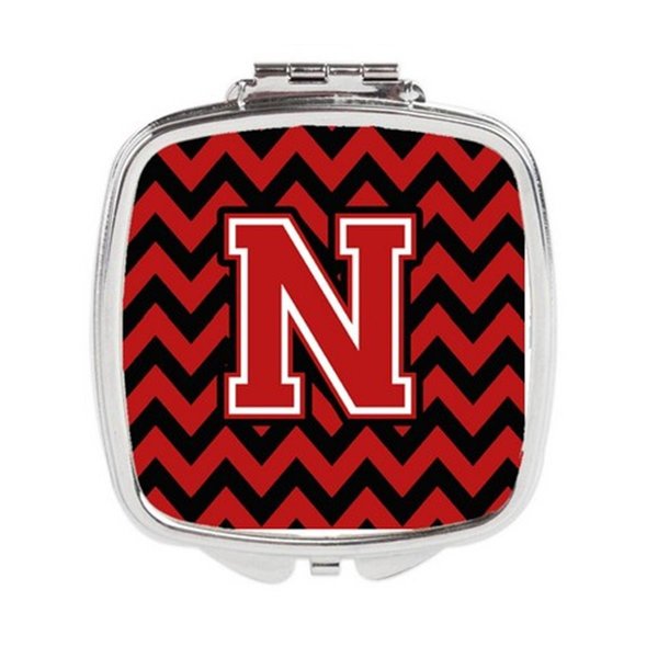 Carolines Treasures Letter N Chevron Black and Red Compact Mirror CJ1047-NSCM